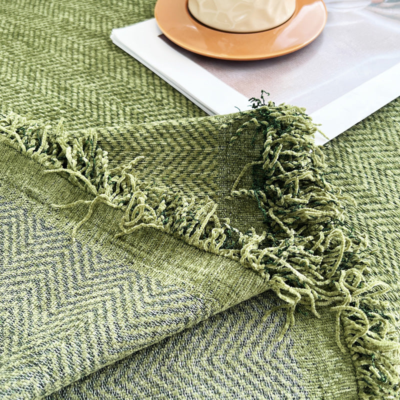 Jeté de Canapé Tissé Herringbone Olive