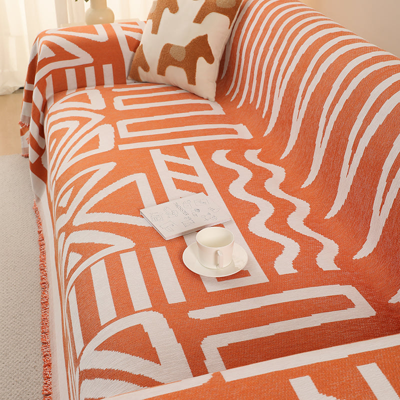 Jeté de Canapé Tissé Tribal Orange