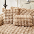 Housse coussin Beige Camel - 1 pièce - Housses de coussin Luxe en Fausse Fourrure Molletonnée La Maison des Housses