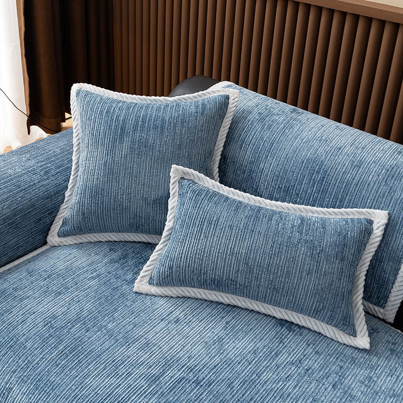 Housse coussin Bleu - 1 pièce - Housses de coussin en Tissu Chenille Côtelé La Maison des Housses