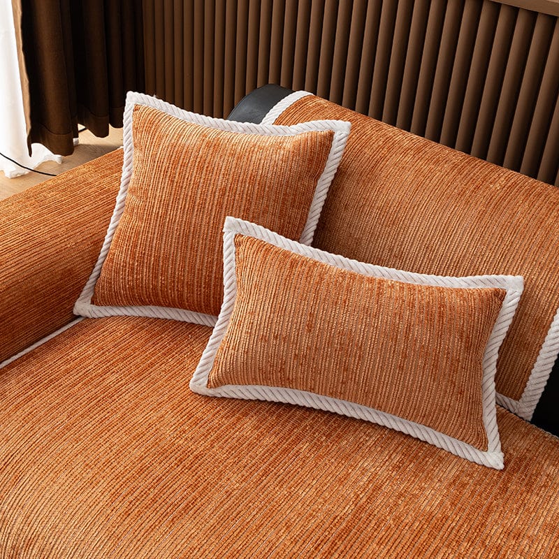 Housse coussin Orange - 1 pièce - Housses de coussin en Tissu Chenille Côtelé La Maison des Housses