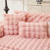 Housse coussin Rose - 1 pièce - Housses de coussin Luxe en Fausse Fourrure Molletonnée La Maison des Housses