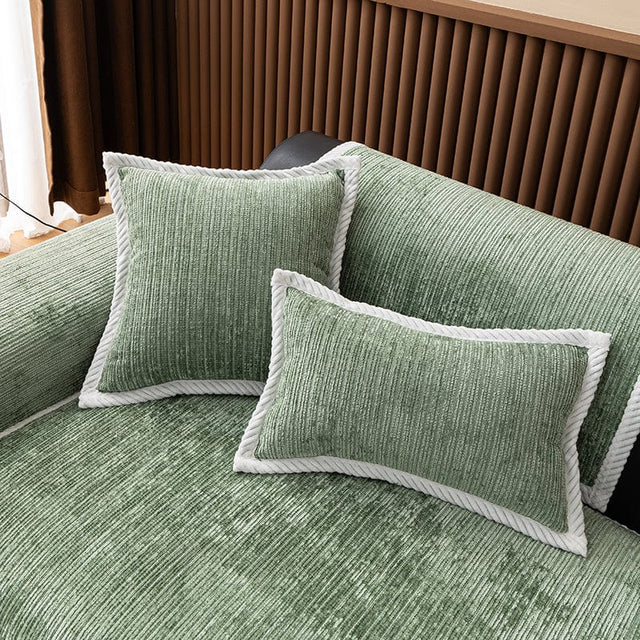 Housse coussin Vert - 1 pièce - Housses de coussin en Tissu Chenille Côtelé La Maison des Housses