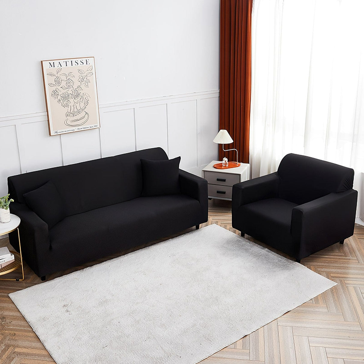 Housse fauteuil Noir - Housse de Fauteuil Extensible La Maison des Housses