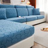 Bleu - Housse polaire pour Coussin d'assise et dossier de Canapé - Motif Flower La Maison des Housses