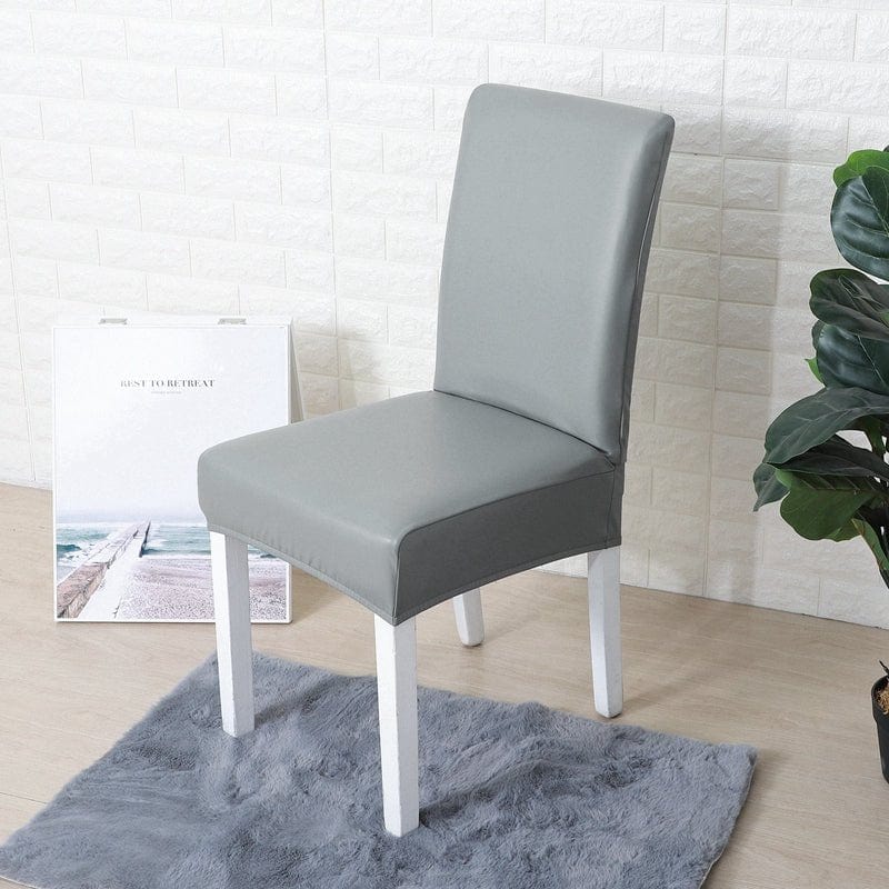 Housse chaise Gris - Housses Extensibles de chaise en simili cuir La Maison des Housses