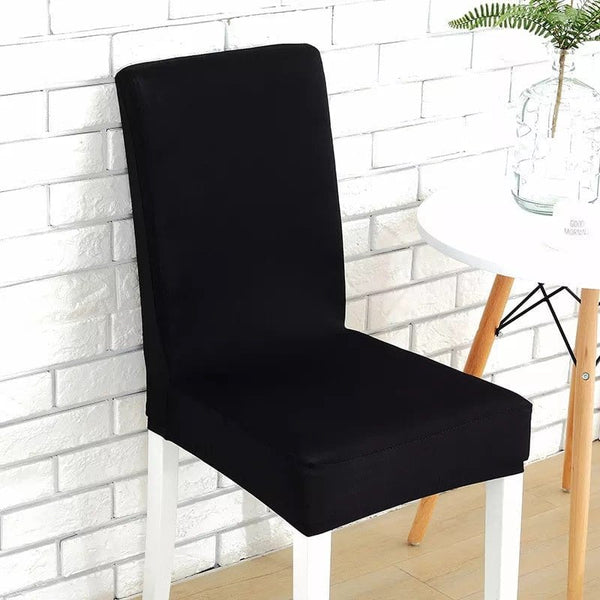 Housse de chaise 4 pièces extensible pour Salle à Manger décor facile à  nettoyer et durable Noir