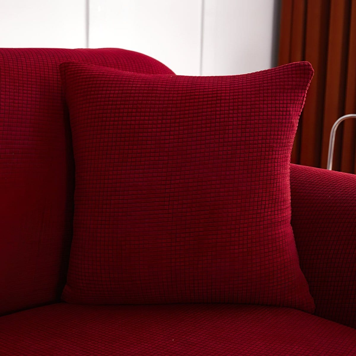 Lot de 2 housses de coussins carrés décoratifs pour l'extérieur, housses de coussin  pour chaise, 16 x 16 pouces, 40 cm, rouge foncé