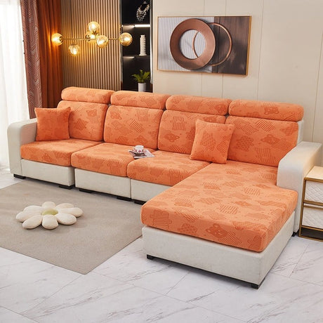 Orange - Housse polaire pour Coussin d'assise et dossier de Canapé - Motif Bear La Maison des Housses