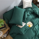 Parure de lit Vert - Drap housse / Housse de couette / 2 taies d'oreiller La Maison des Housses