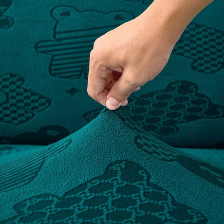 Vert émeraude - Housse polaire pour Coussin d'assise et dossier de Canapé - Motif Bear La Maison des Housses